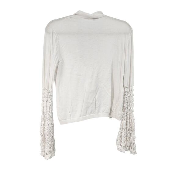 KOBI HALPERIN SMALL COTTON MODAL CROCHET LACE SLEEVE FRONT TIE CARDIGAN - Picture 2 of 6